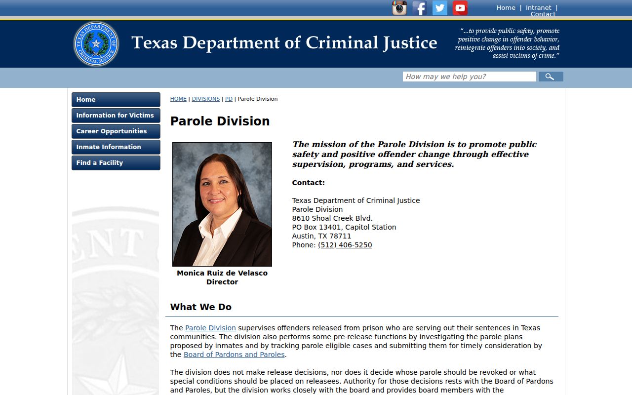 Menard County arrest records TDCJ Parole Division contacts