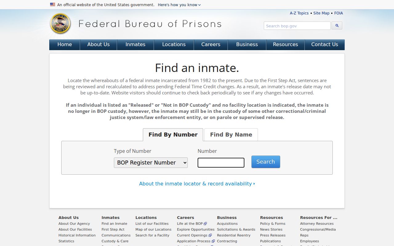 Federal BOP locator compared with Menard County inmate records